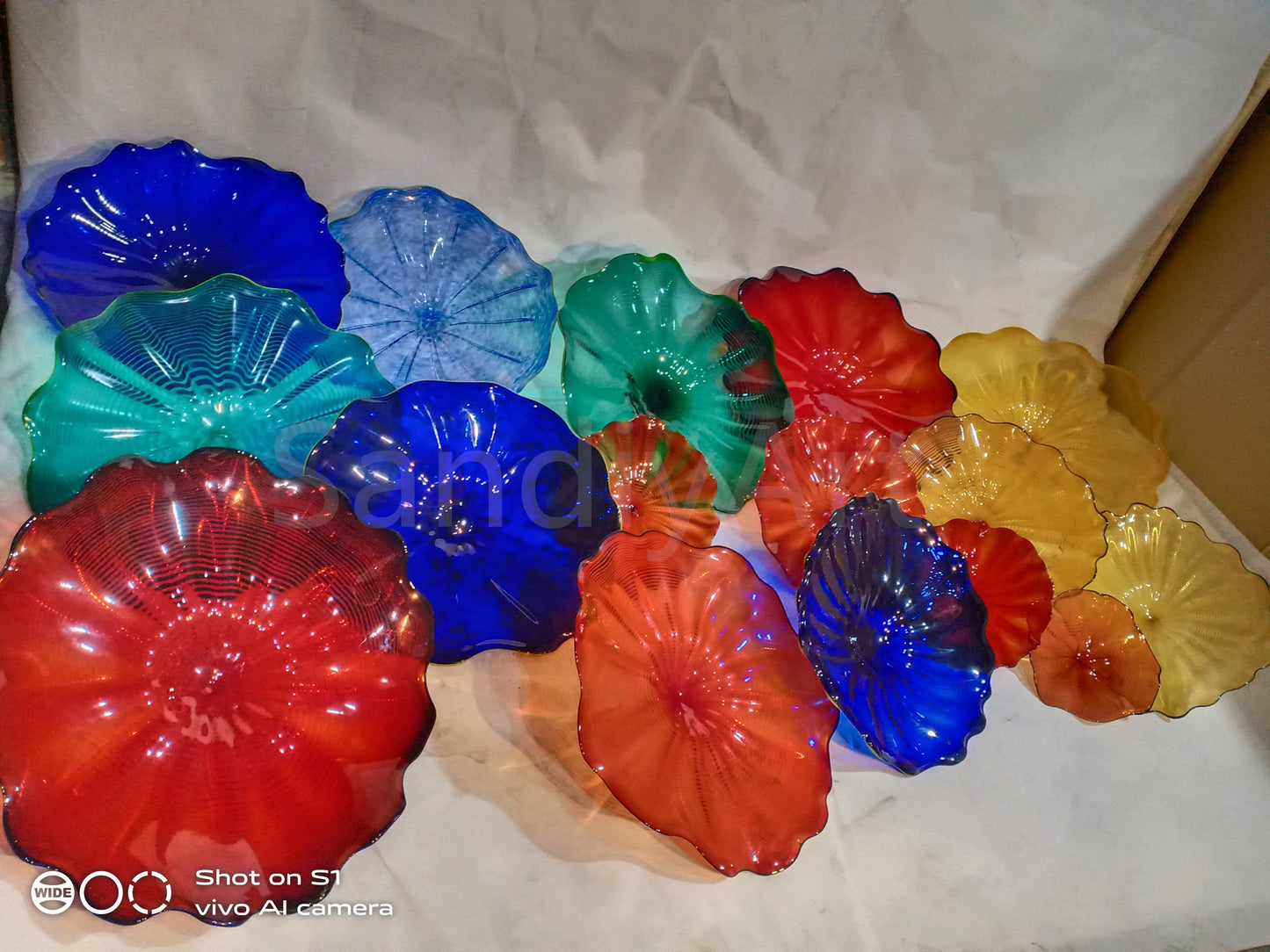 Modern design hand made blown glass flower wall art decoration DIY