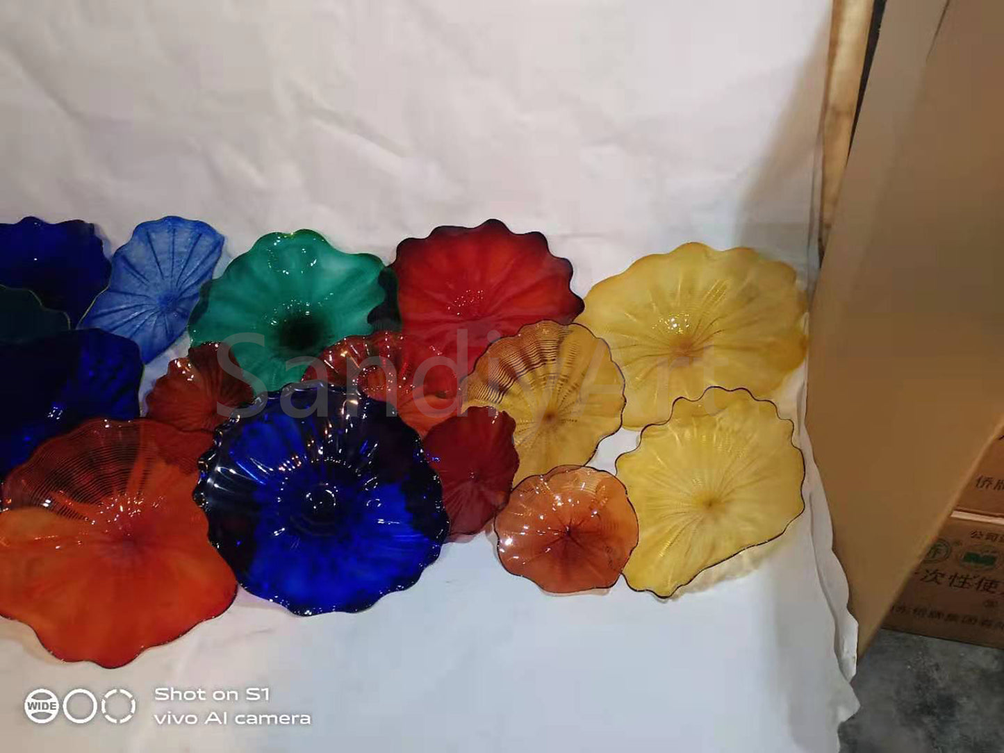 Modern design hand made blown glass flower wall art decoration DIY