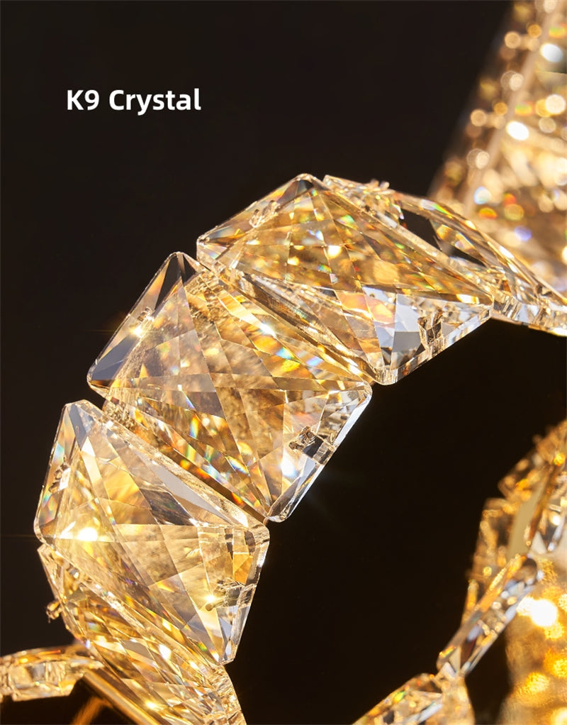 Spiral staircase crystal chandelier luxury modern style