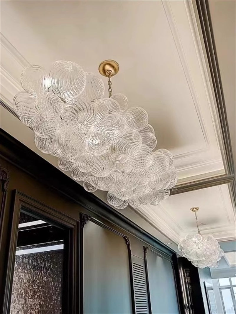 Blown glass bubbles chandelier clear color modern design for dining room