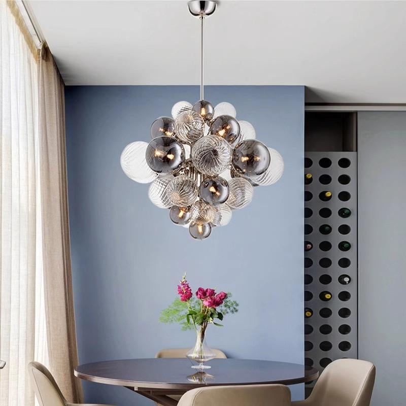 Retro dark style chandelier glass balls with clear and black color