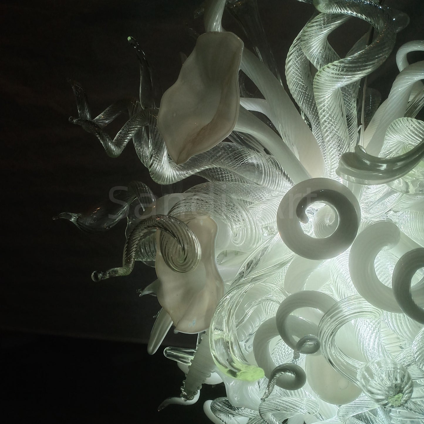 Fashion clear mixed white blown chihuly style glass chandelier