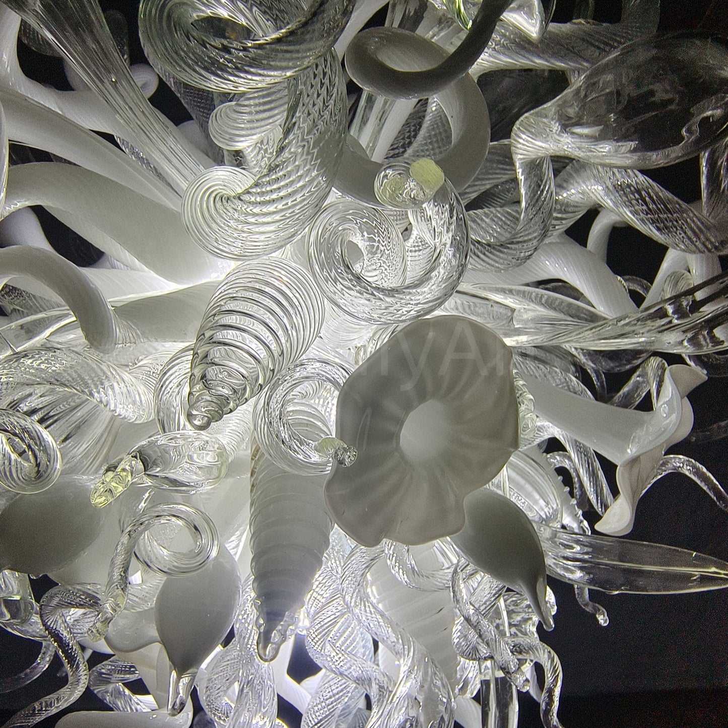 Fashion clear mixed white blown chihuly style glass chandelier