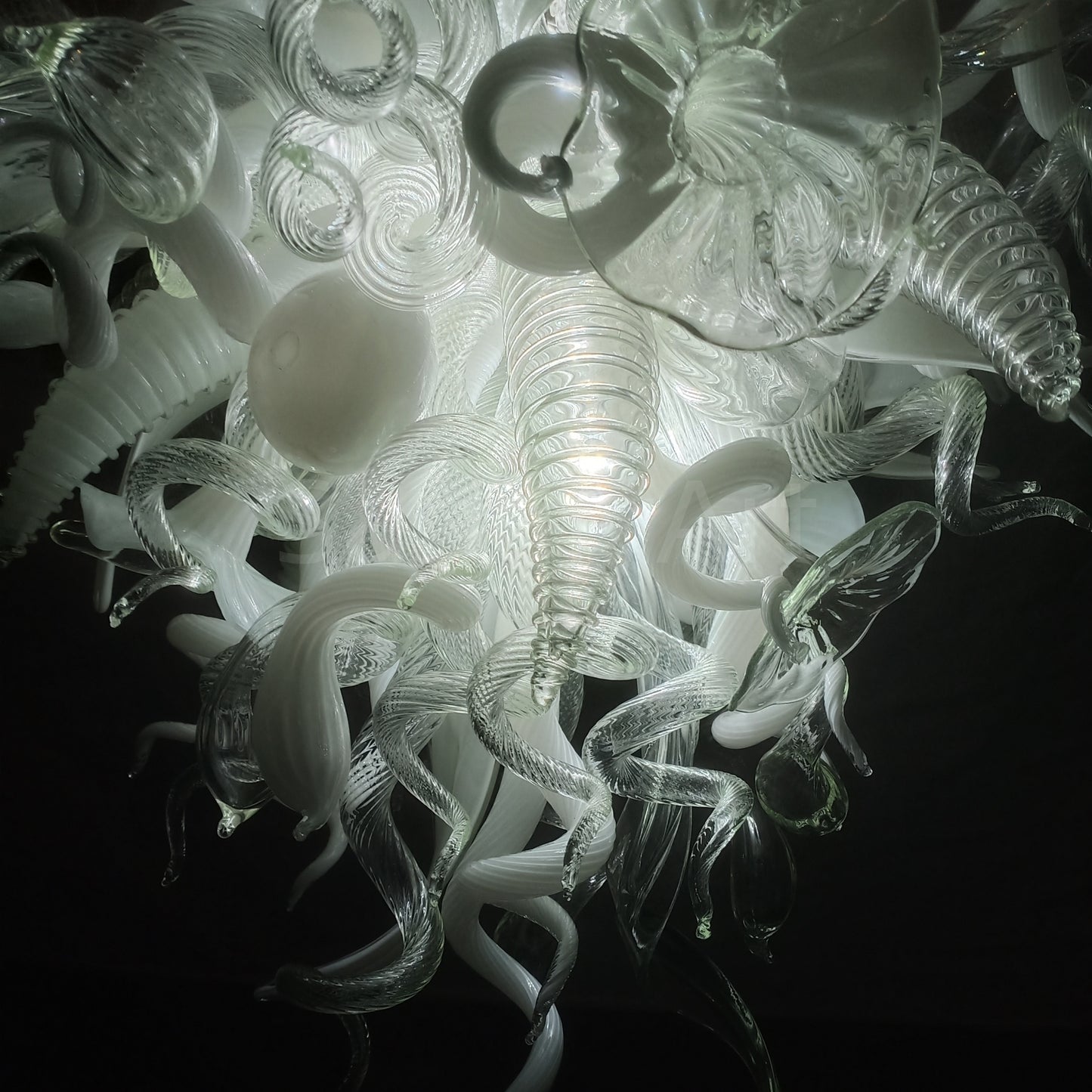 Fashion clear mixed white blown chihuly style glass chandelier