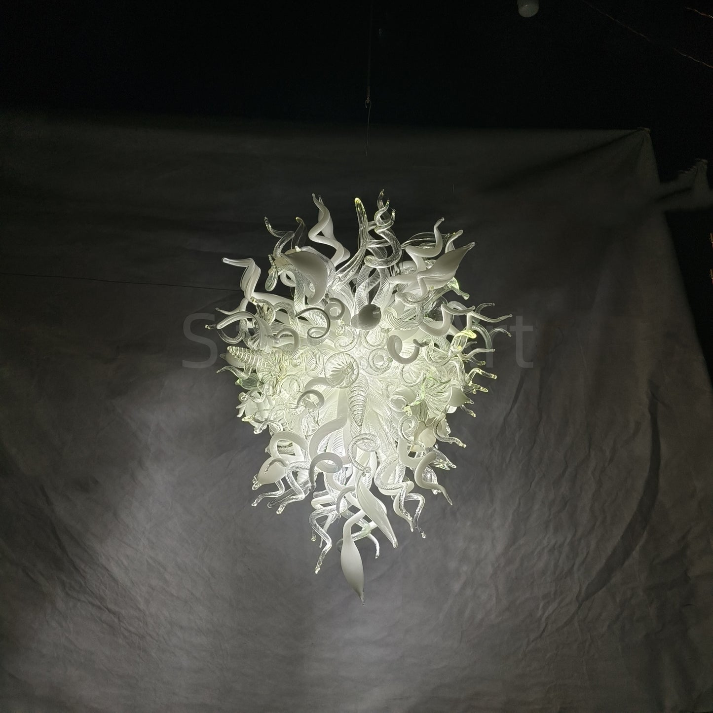 Fashion clear mixed white blown chihuly style glass chandelier