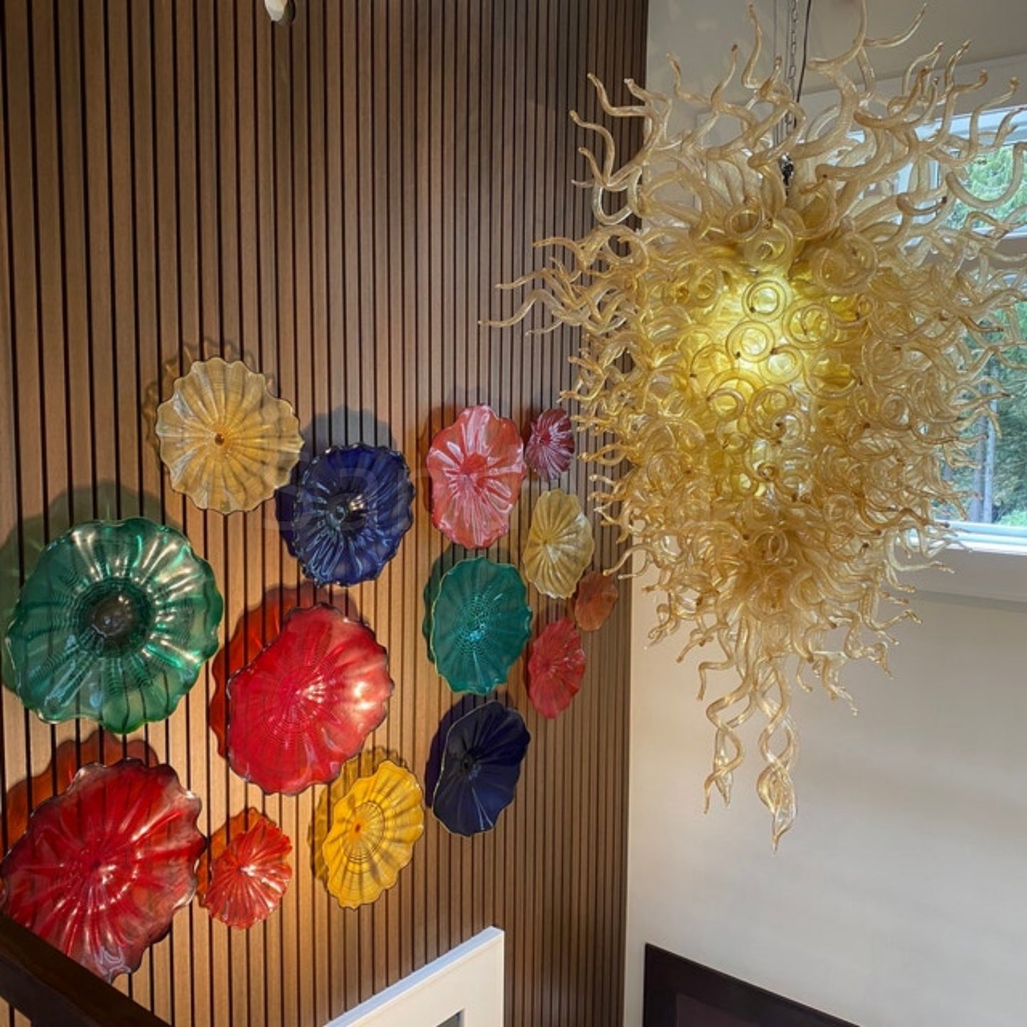 Hotel lobby decoration hand made glass chandelier project modern design