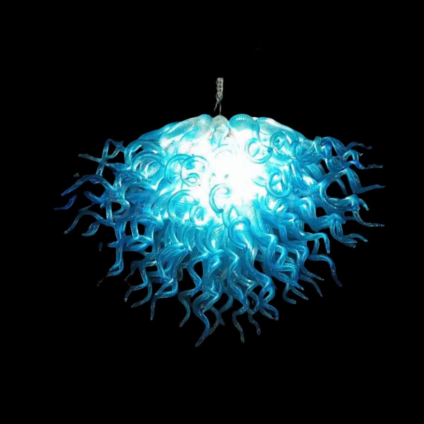 Top grade quality hand made blown glass blue chandelier for dining room
