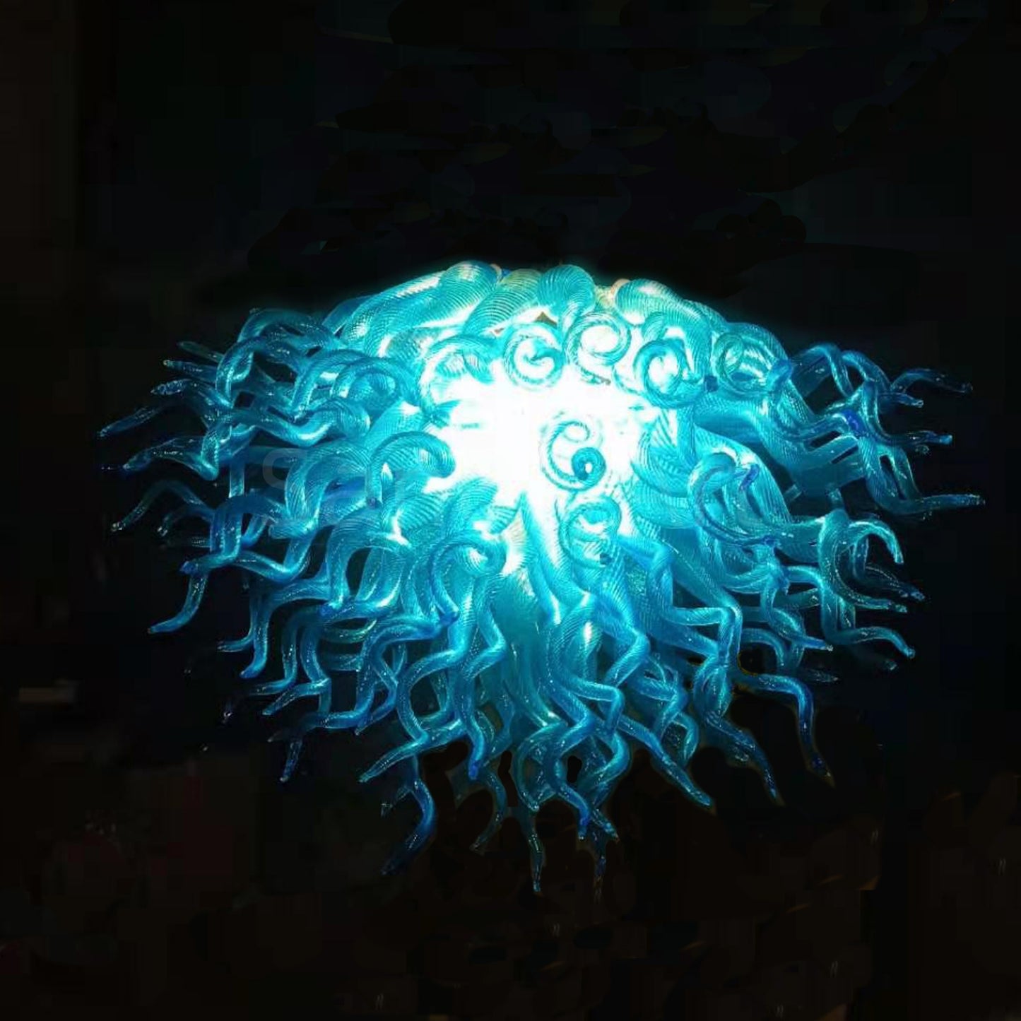 Top grade quality hand made blown glass blue chandelier for dining room