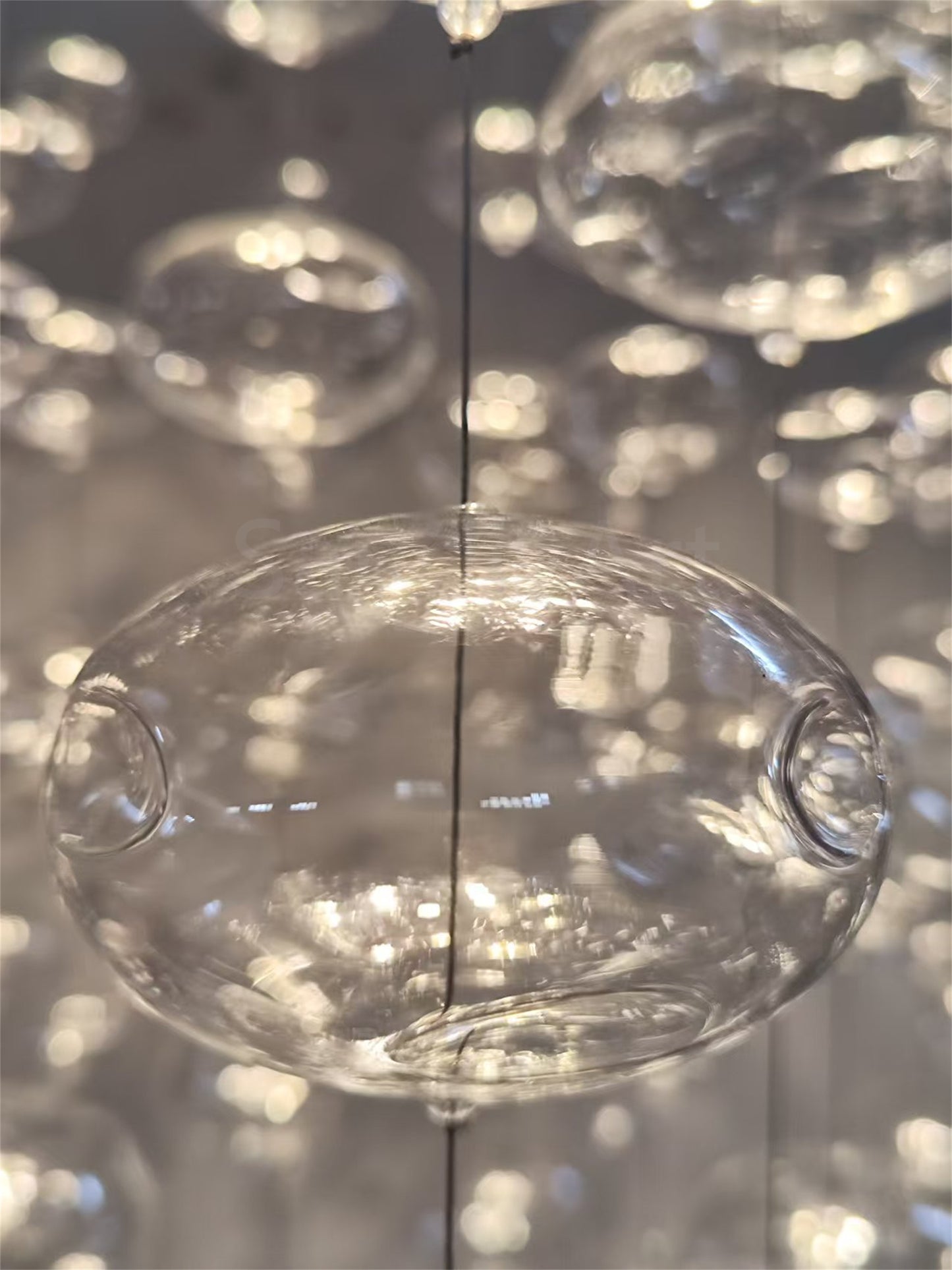Hang wire glass bubbls lighting staircase decoration 180cm tall 60cm diameter
