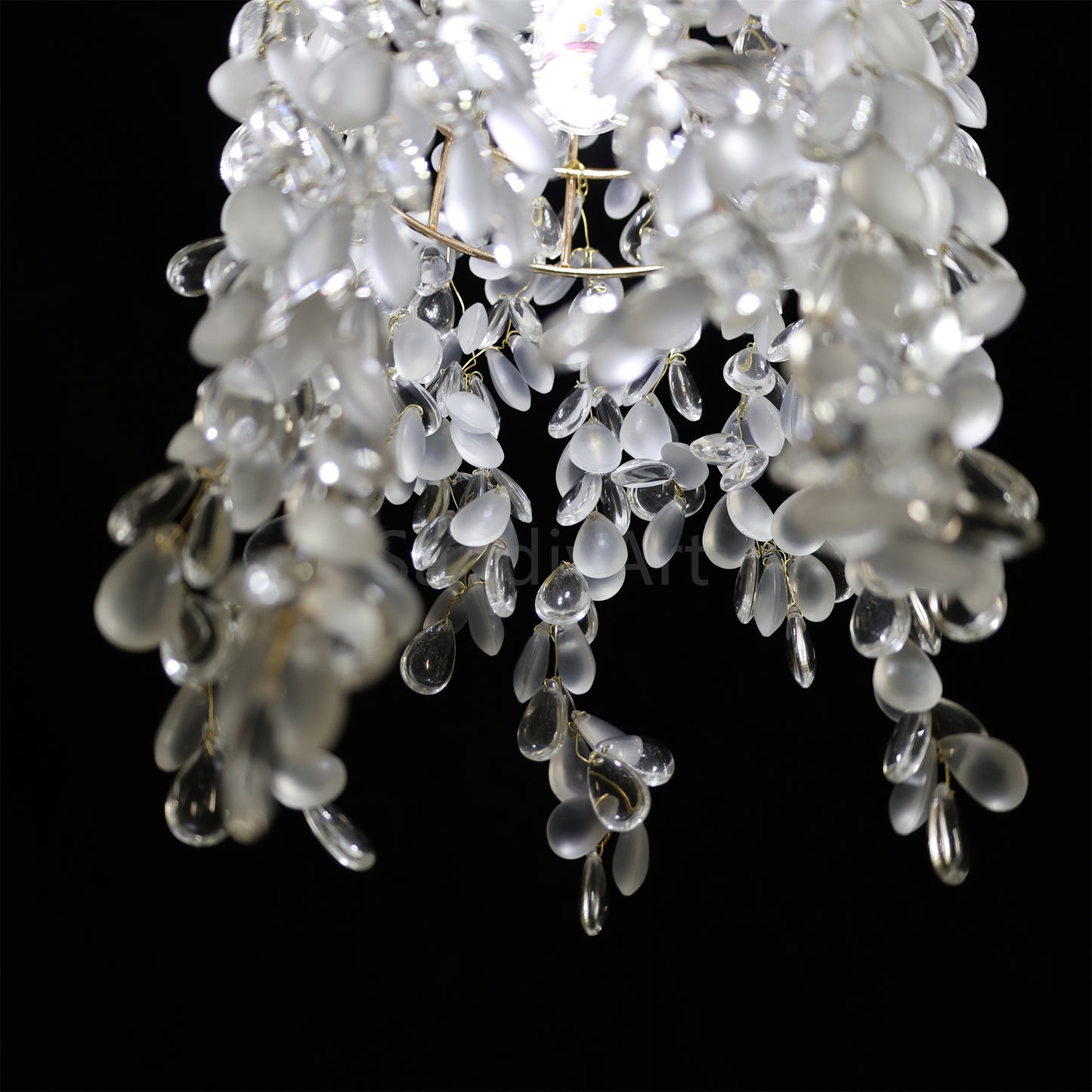 crystal small pendant lamp white and clear color bed room decoration