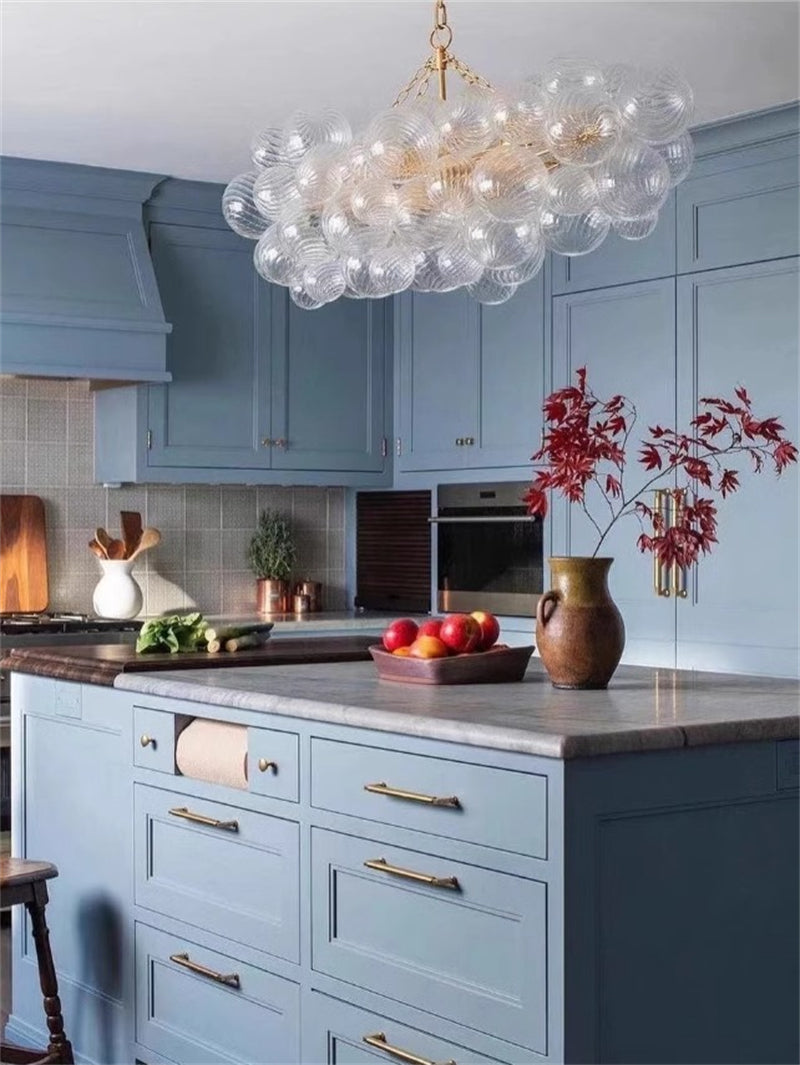Blown glass bubbles chandelier clear color modern design for dining room