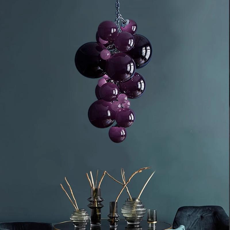 Grape shape blown glass lamp in purple/blue/white/amber color