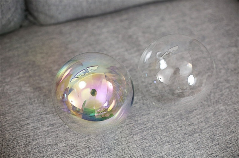 Hand made blown glass clear iridescent bubbles chandelier