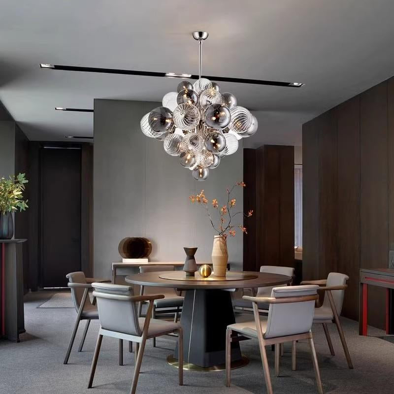 Retro dark style chandelier glass balls with clear and black color