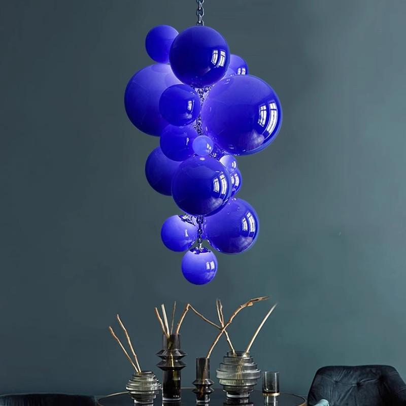 Grape shape blown glass lamp in purple/blue/white/amber color