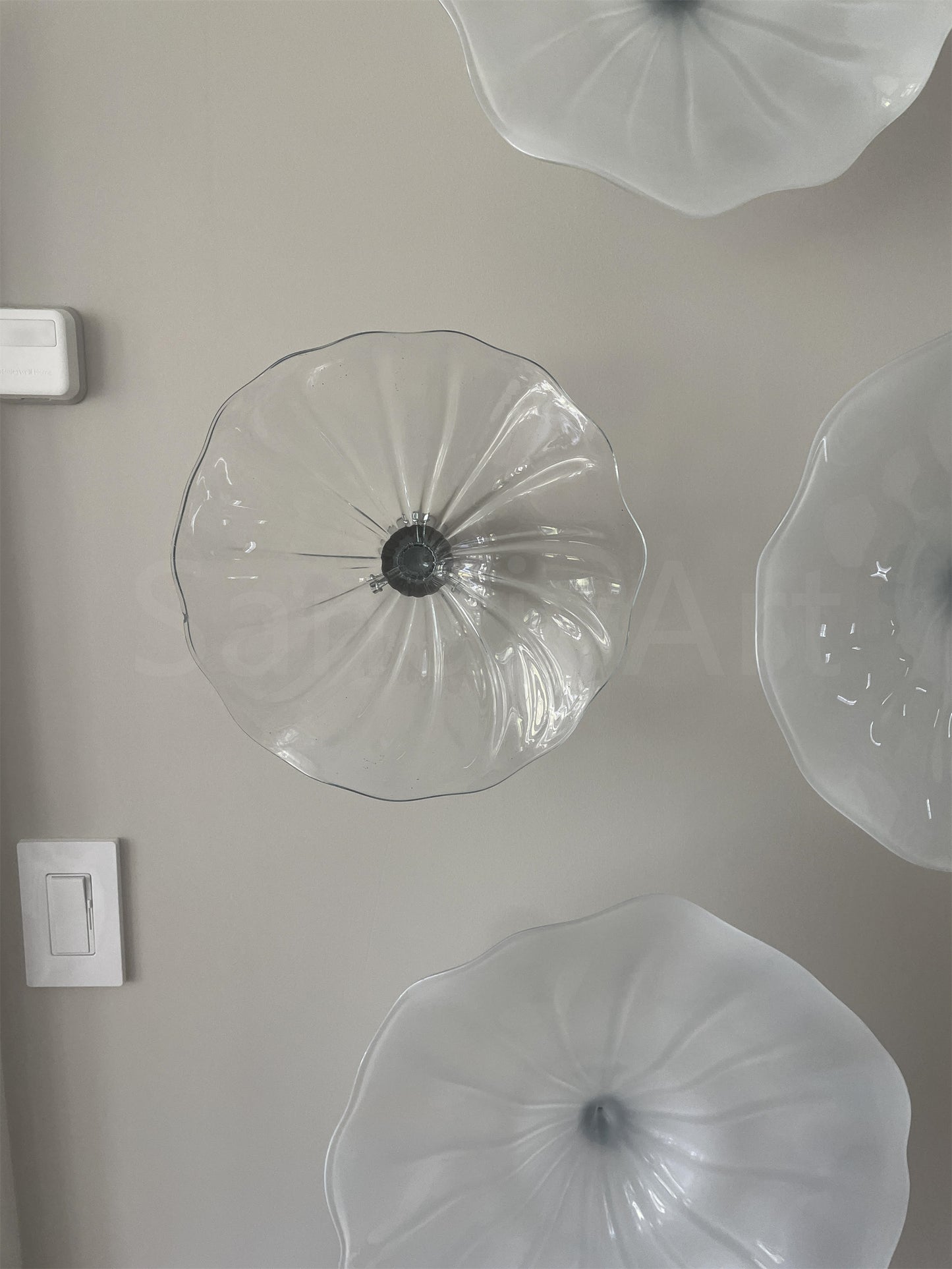 Hand made mouthblown glass white platters wall decoration Chihuly Persian plate