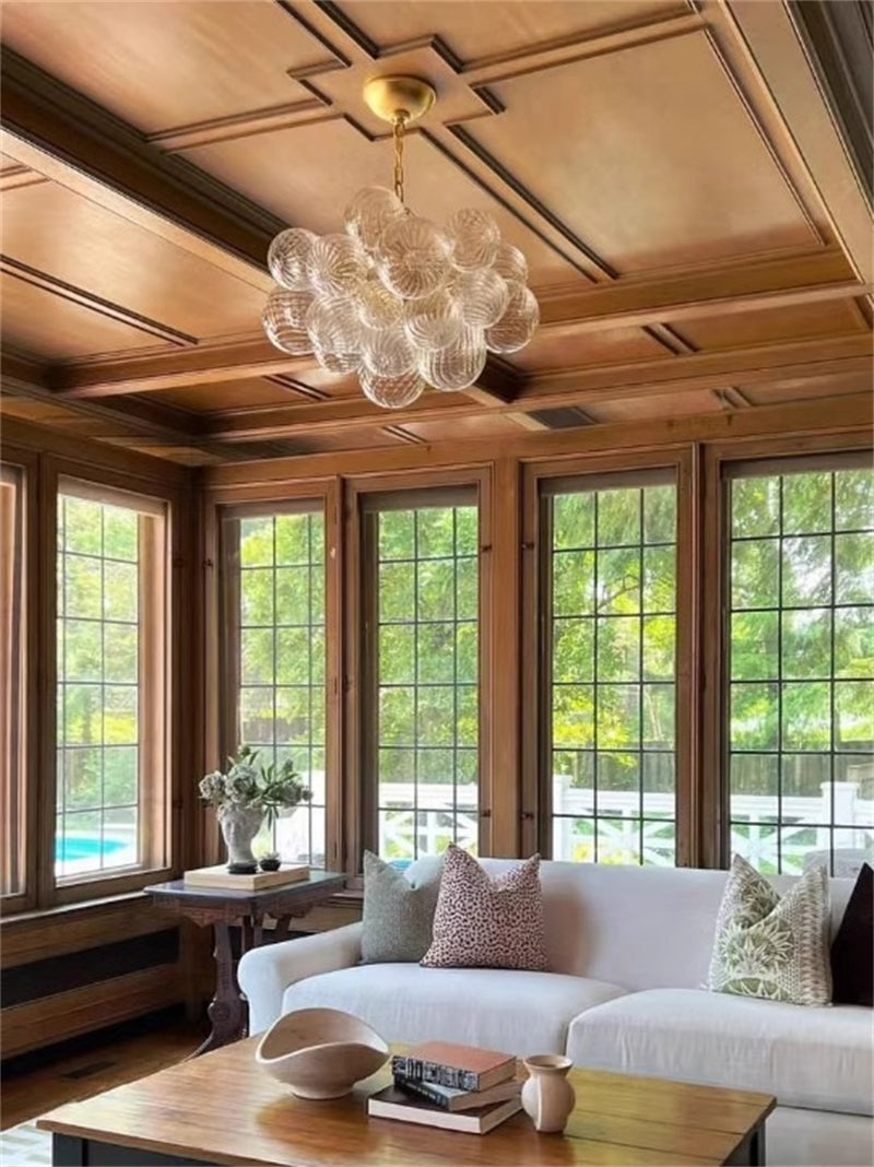Blown glass bubbles chandelier clear color modern design for dining room