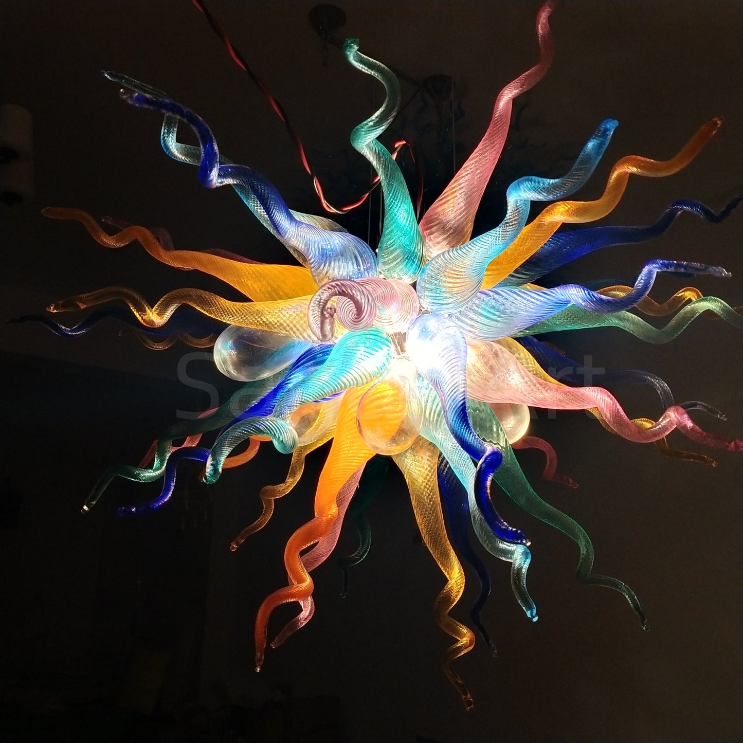 Multicolor hand made DIY blown glass ceiling light