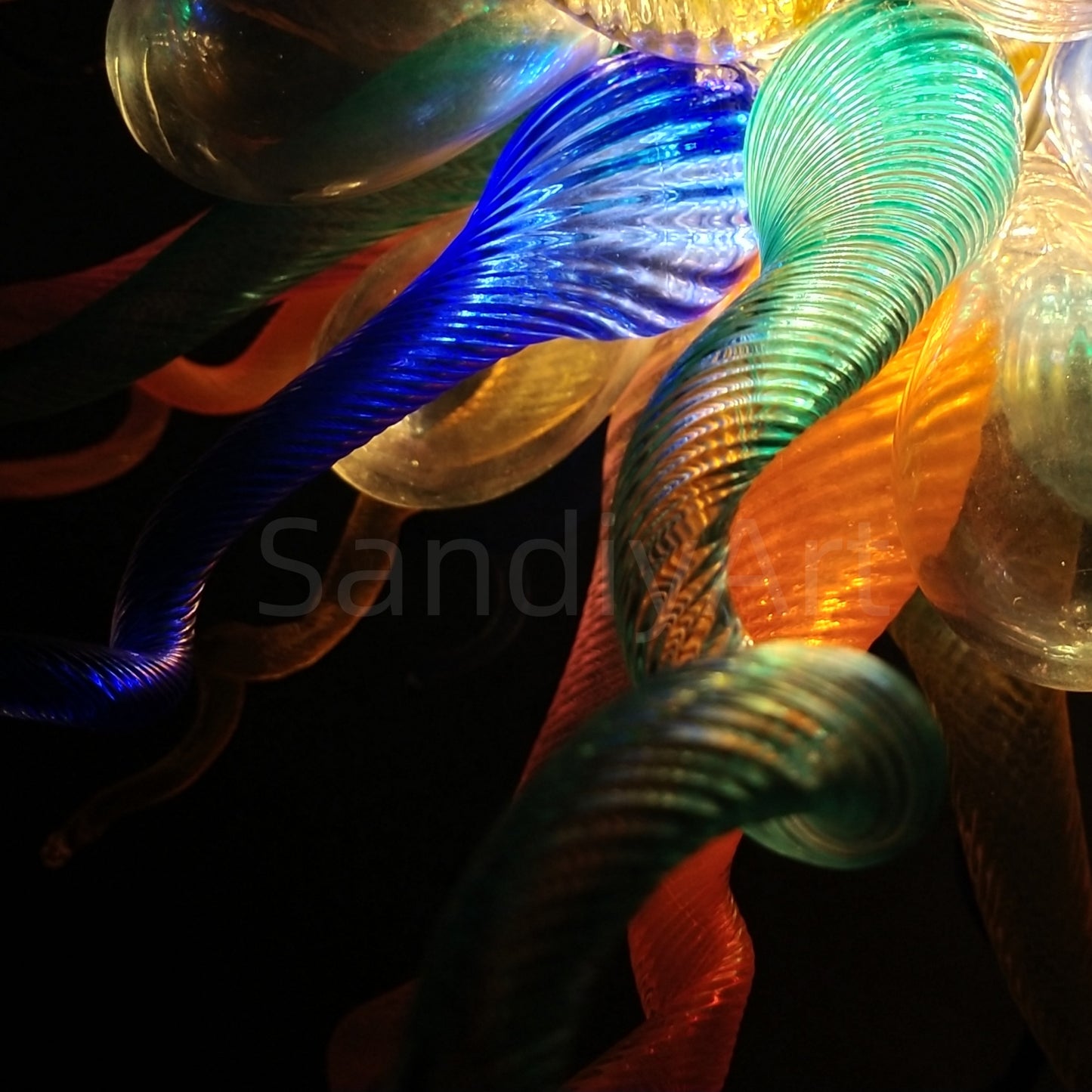 Multicolor hand made DIY blown glass ceiling light