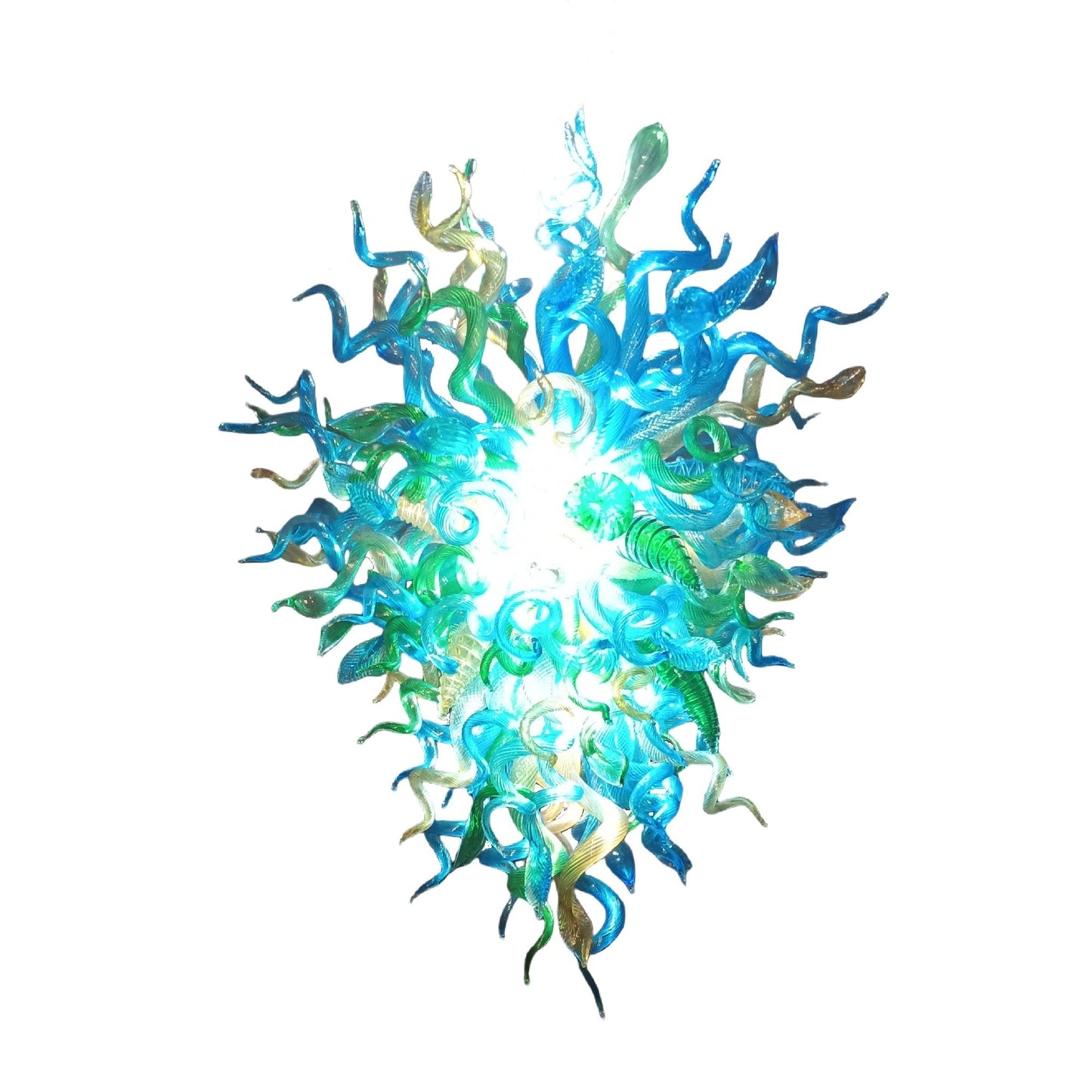 Green and blue color blown glass lighting chandelier