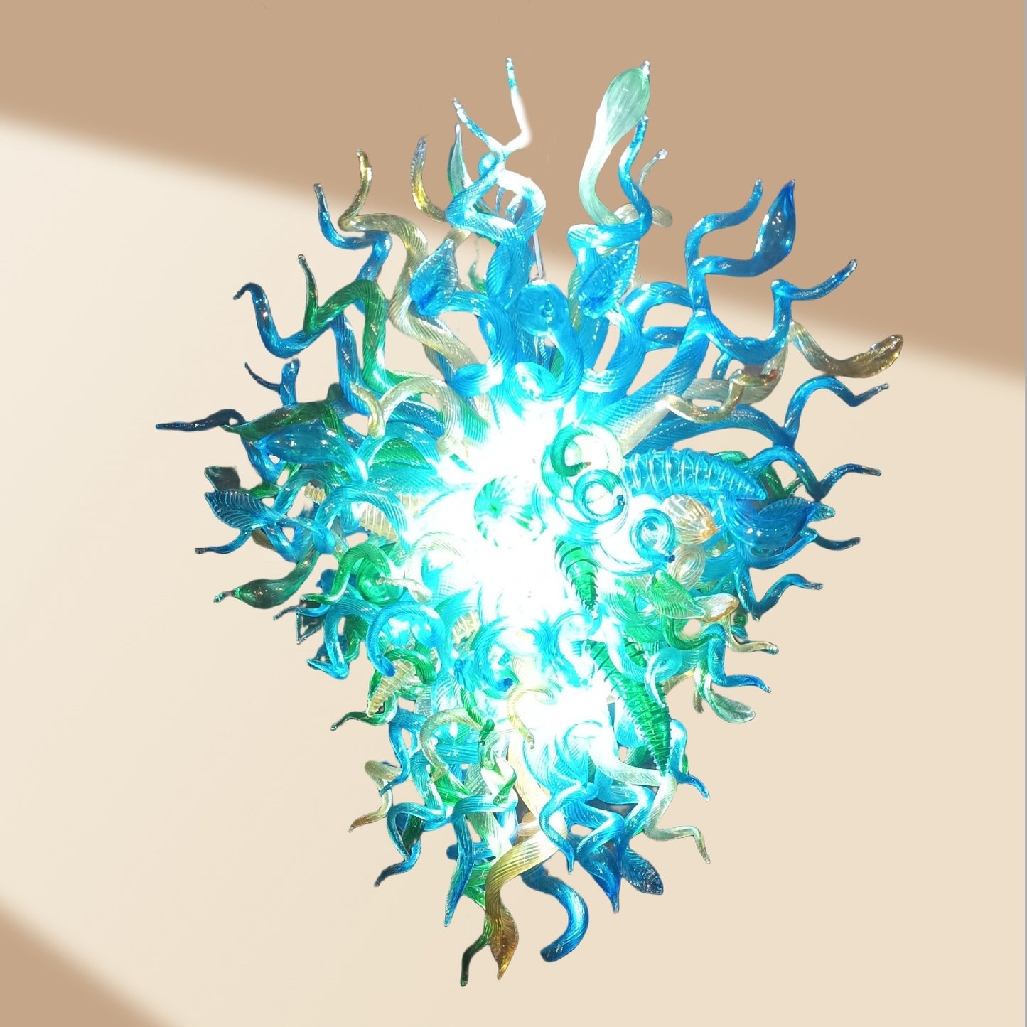Green and blue color blown glass lighting chandelier