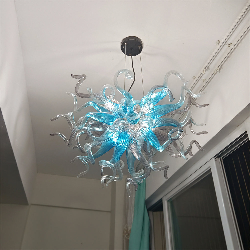 Blue with grey glass chandelier dining room decoration lighting