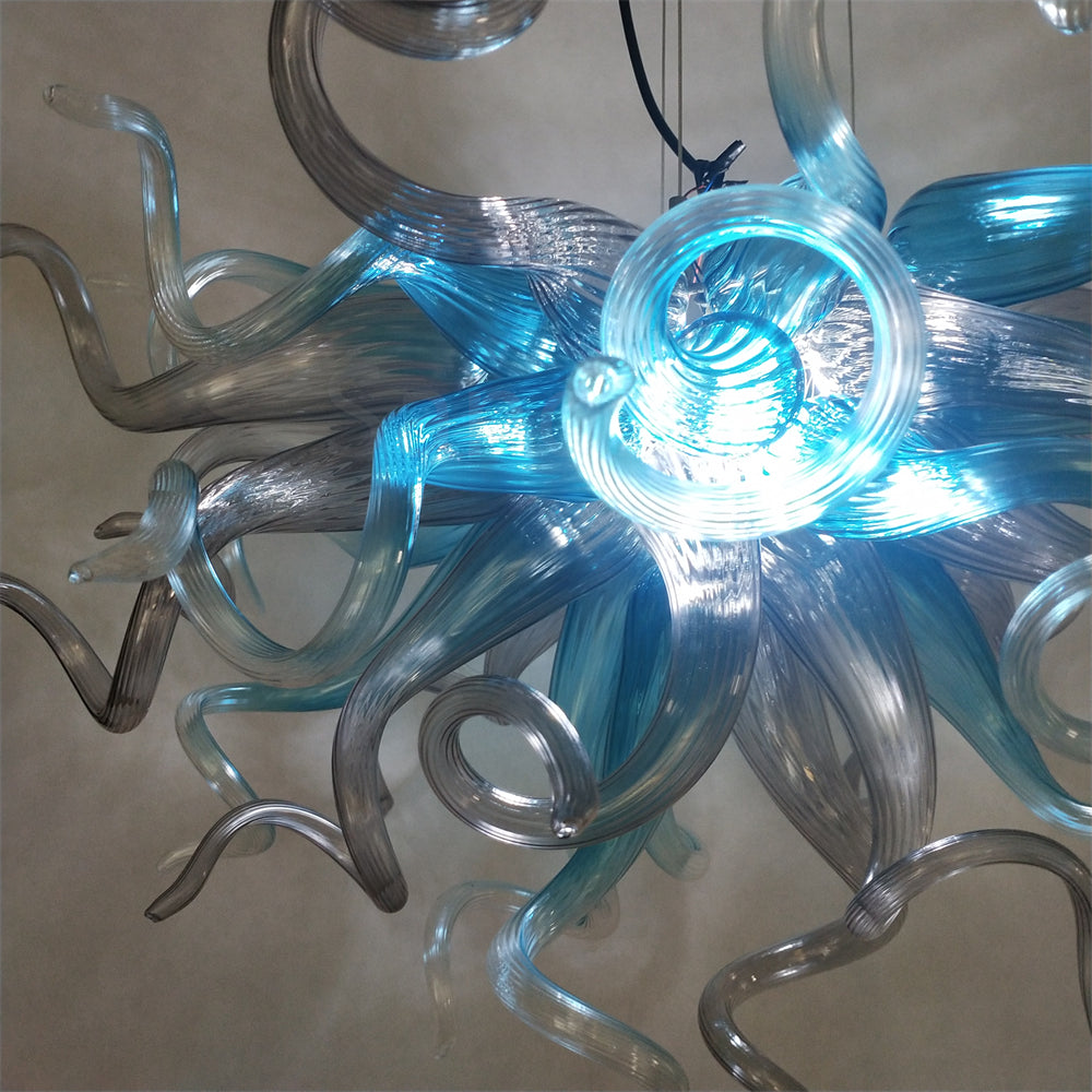 Blue with grey glass chandelier dining room decoration lighting