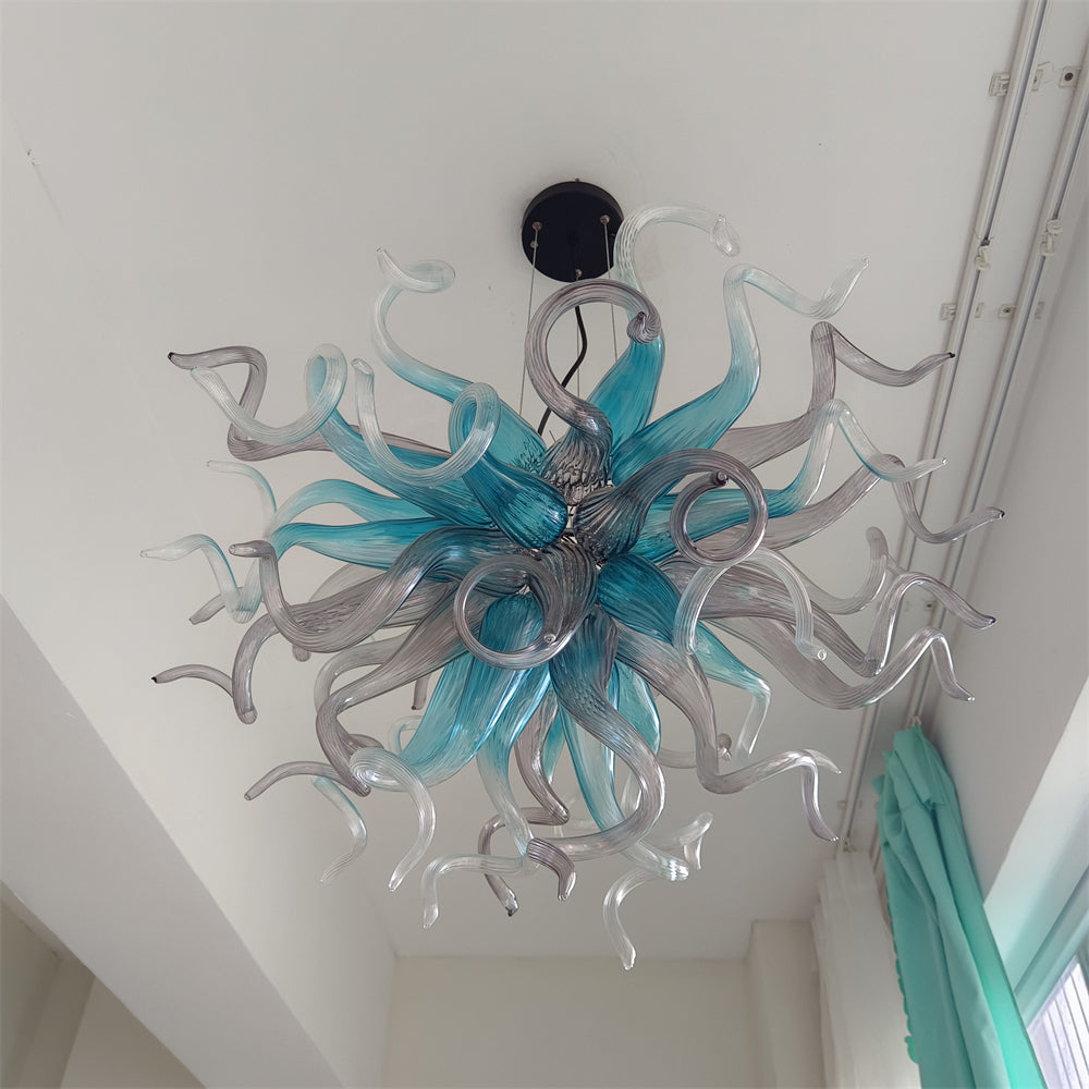 Blue with grey glass chandelier dining room decoration lighting