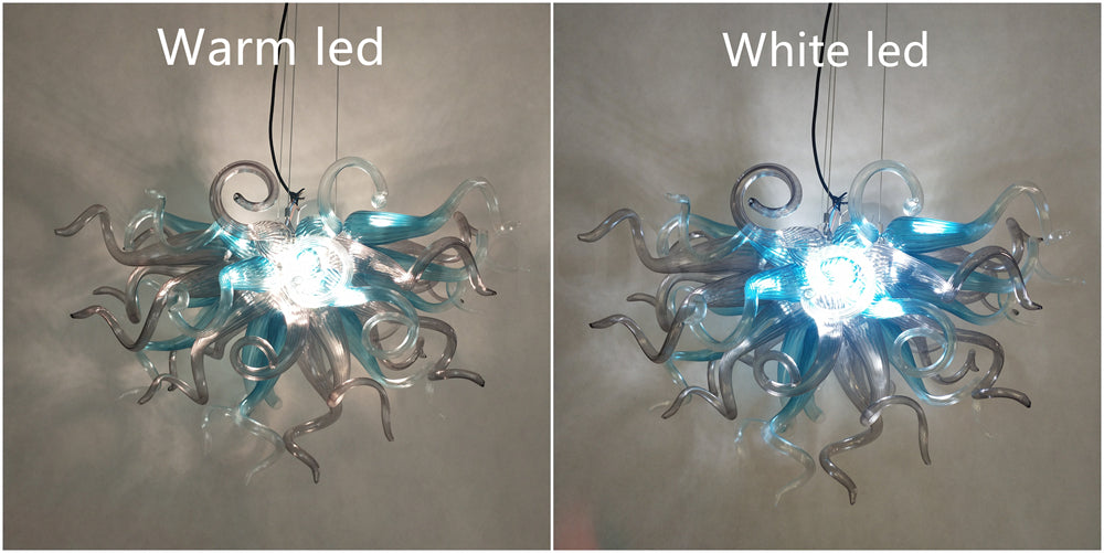 Blue with grey glass chandelier dining room decoration lighting