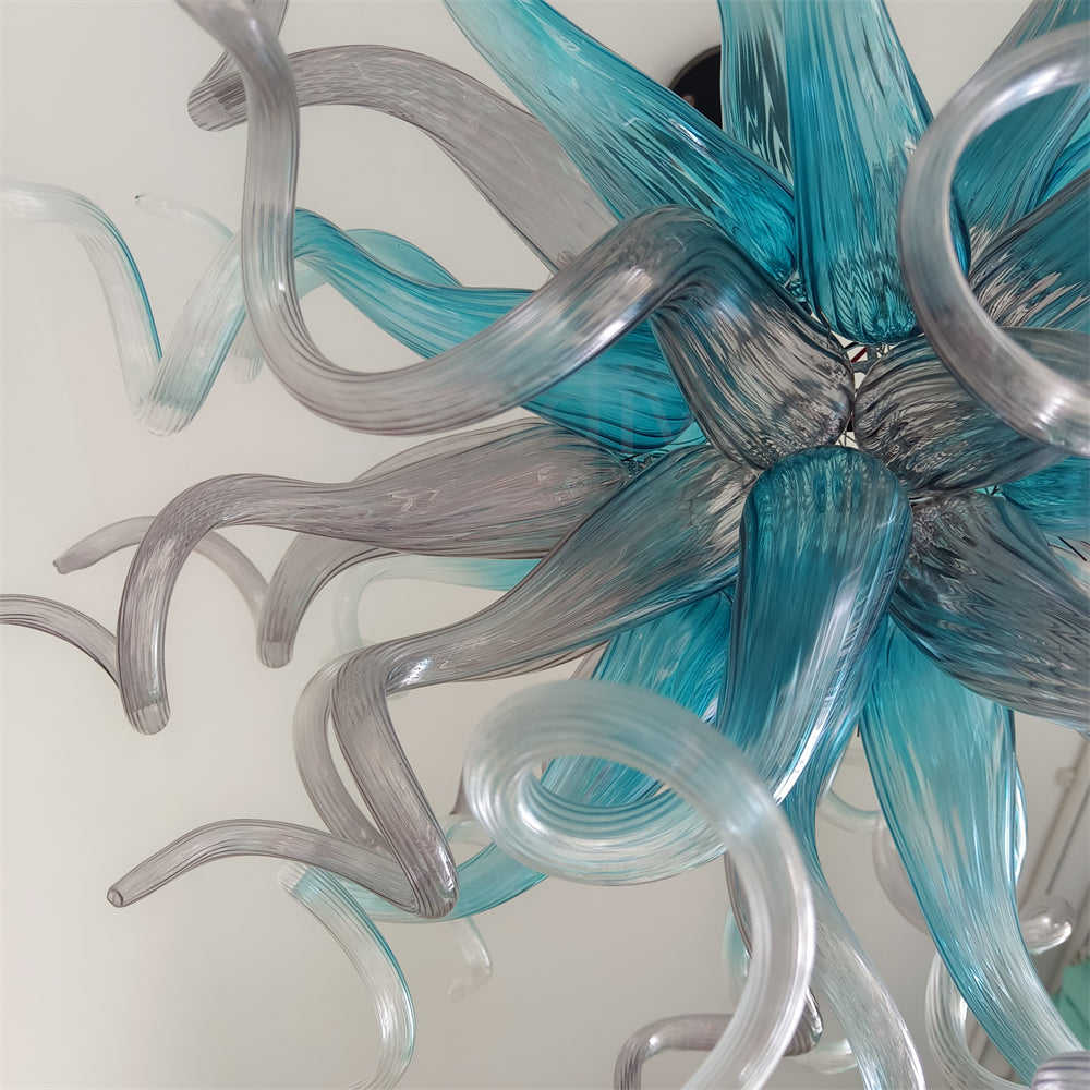 Blue with grey glass chandelier dining room decoration lighting
