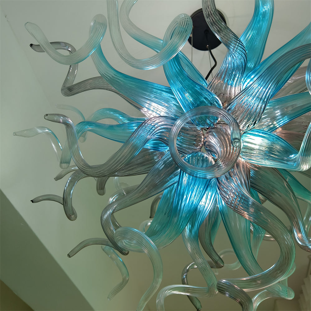 Blue with grey glass chandelier dining room decoration lighting