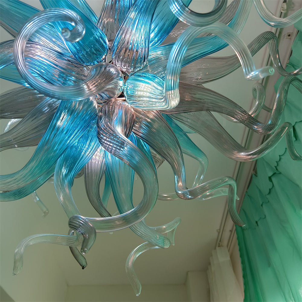 Blue with grey glass chandelier dining room decoration lighting