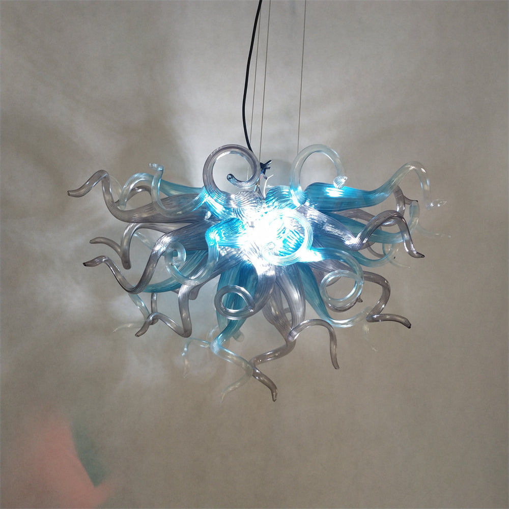 Blue with grey glass chandelier dining room decoration lighting