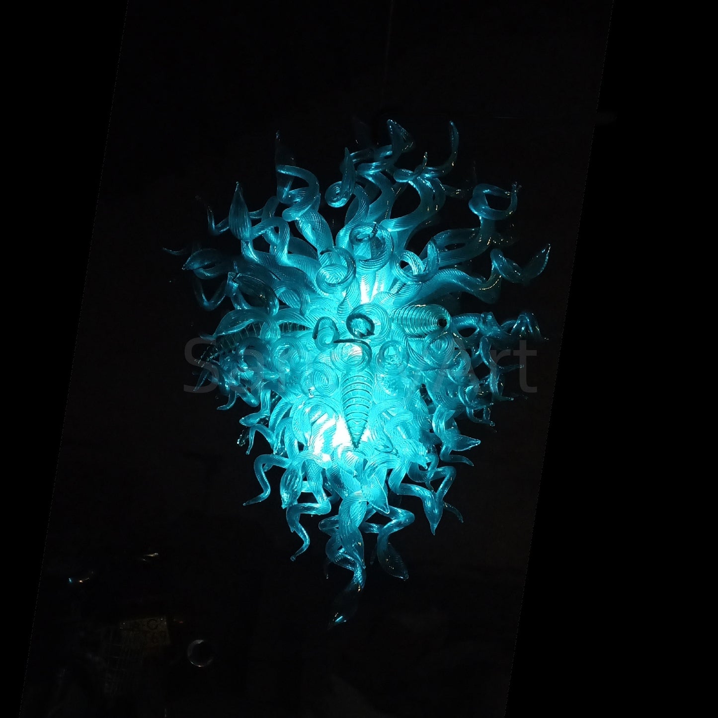 Ocean blue color modern design style glass chandelier dining room decoration