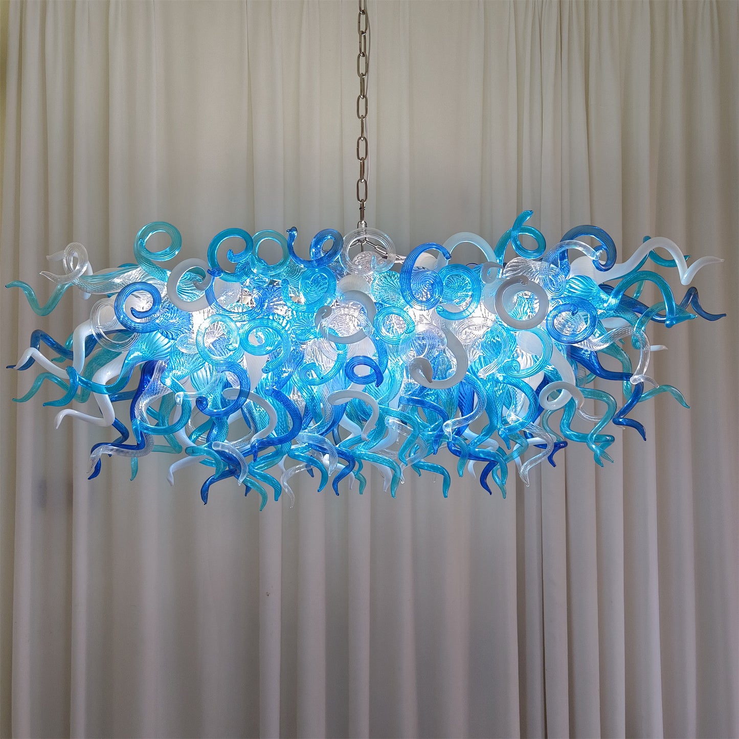 rectangular shape hand made blown glass art chandelier dining room table top decoration