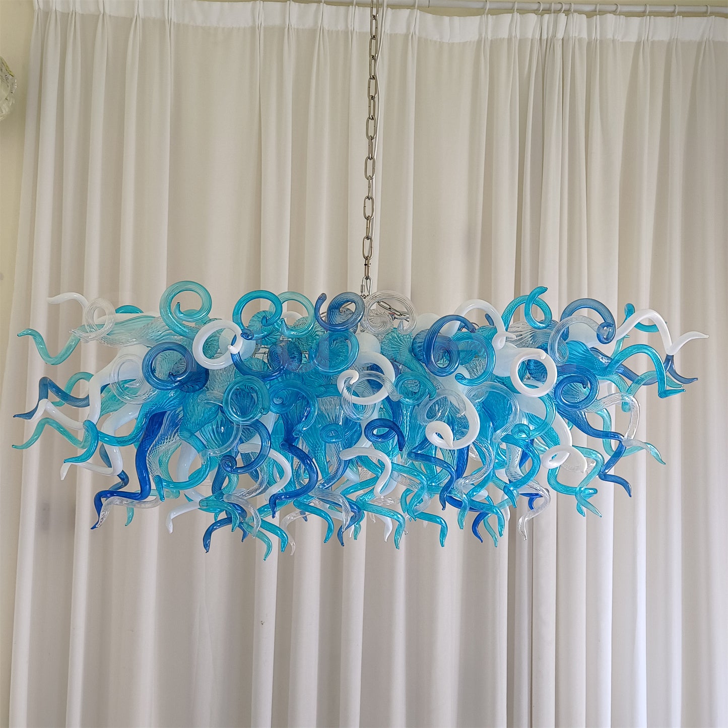 rectangular shape hand made blown glass art chandelier dining room table top decoration
