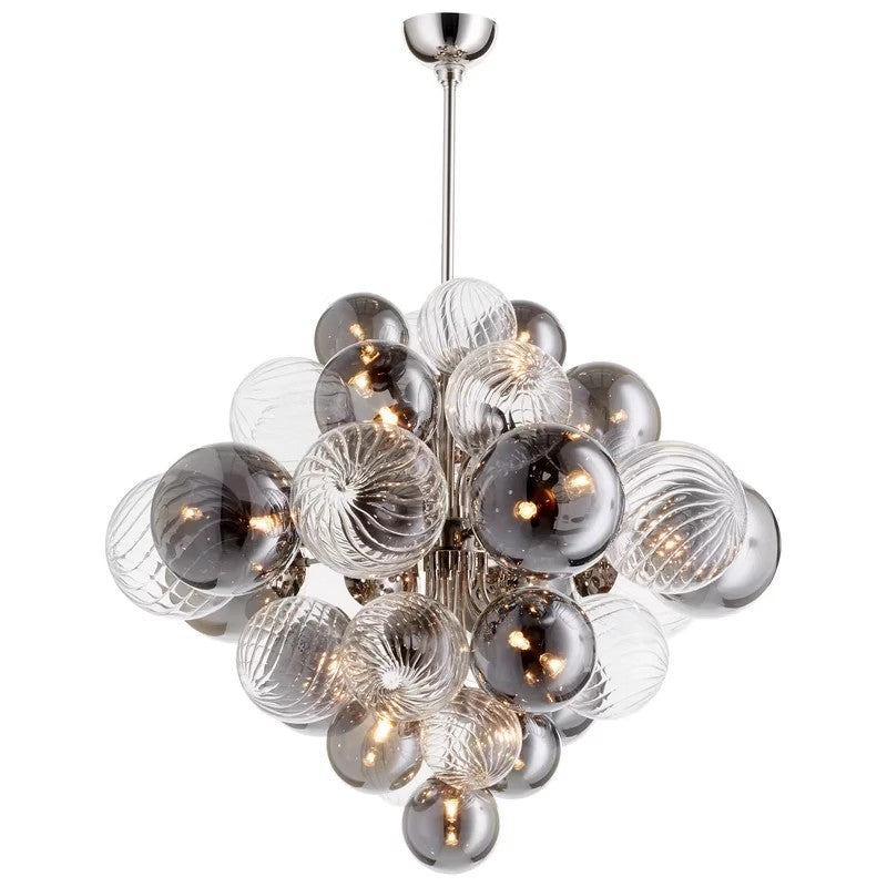Retro dark style chandelier glass balls with clear and black color