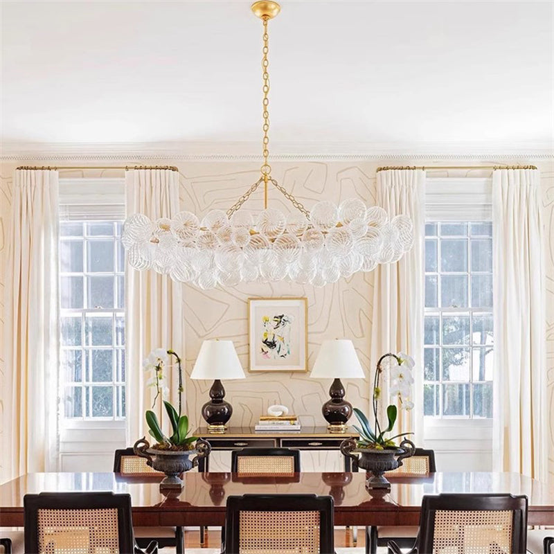Blown glass bubbles chandelier clear color modern design for dining room