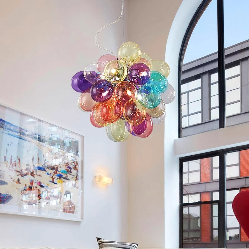 Colorful glass bubbles chandelier romantic design bring Happy mood