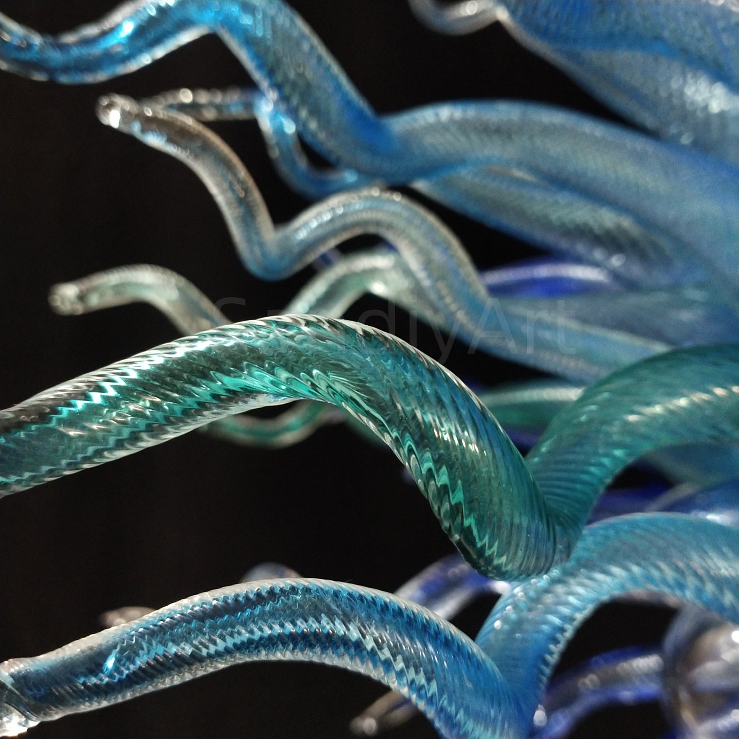 Blue color hand made DIY modern design glass chandelier