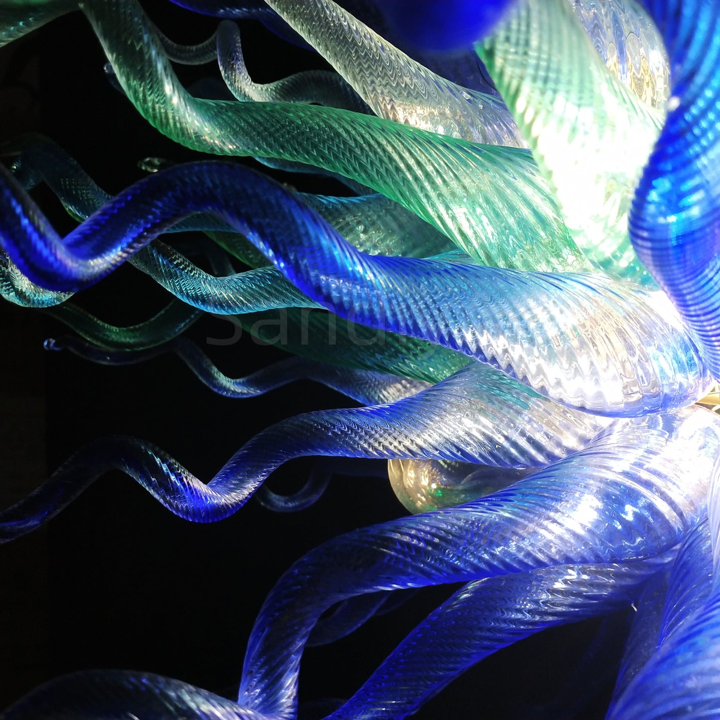 Blue color hand made DIY modern design glass chandelier