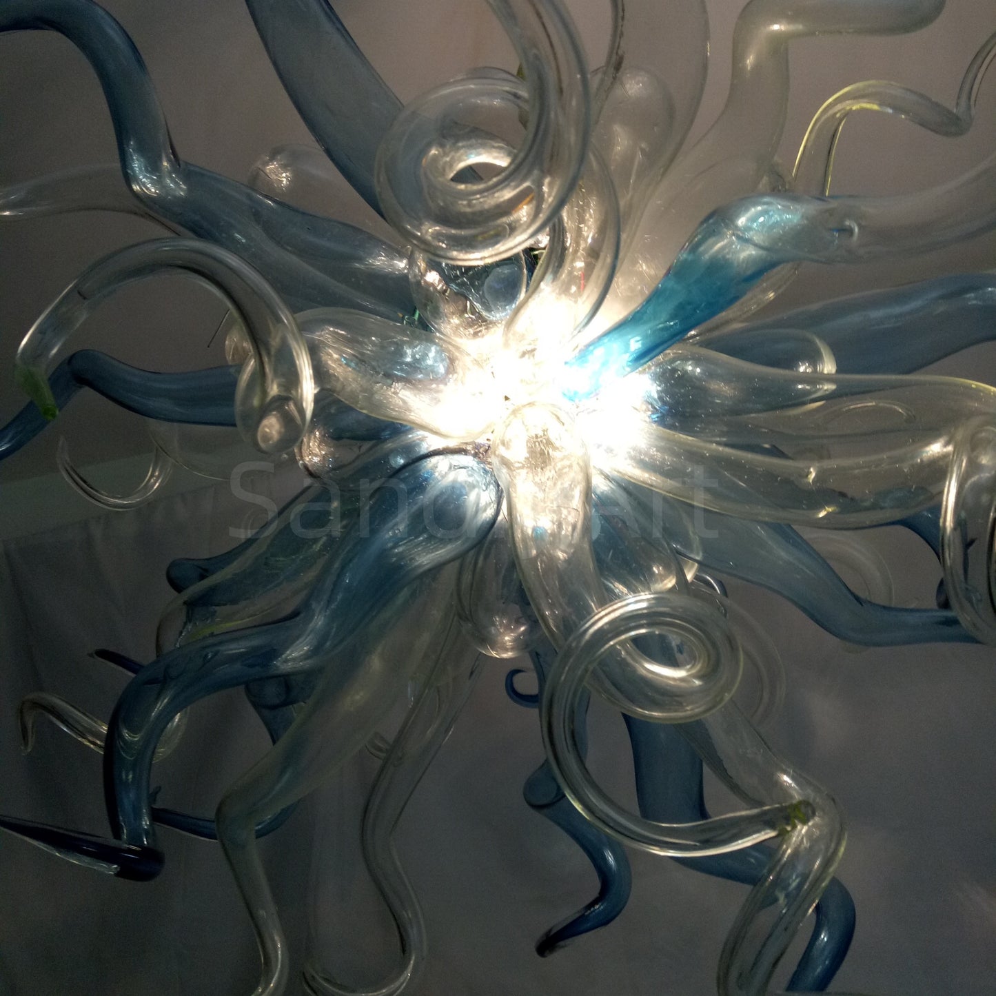 Grey blue blown glass lighting home decoration custom color and shape