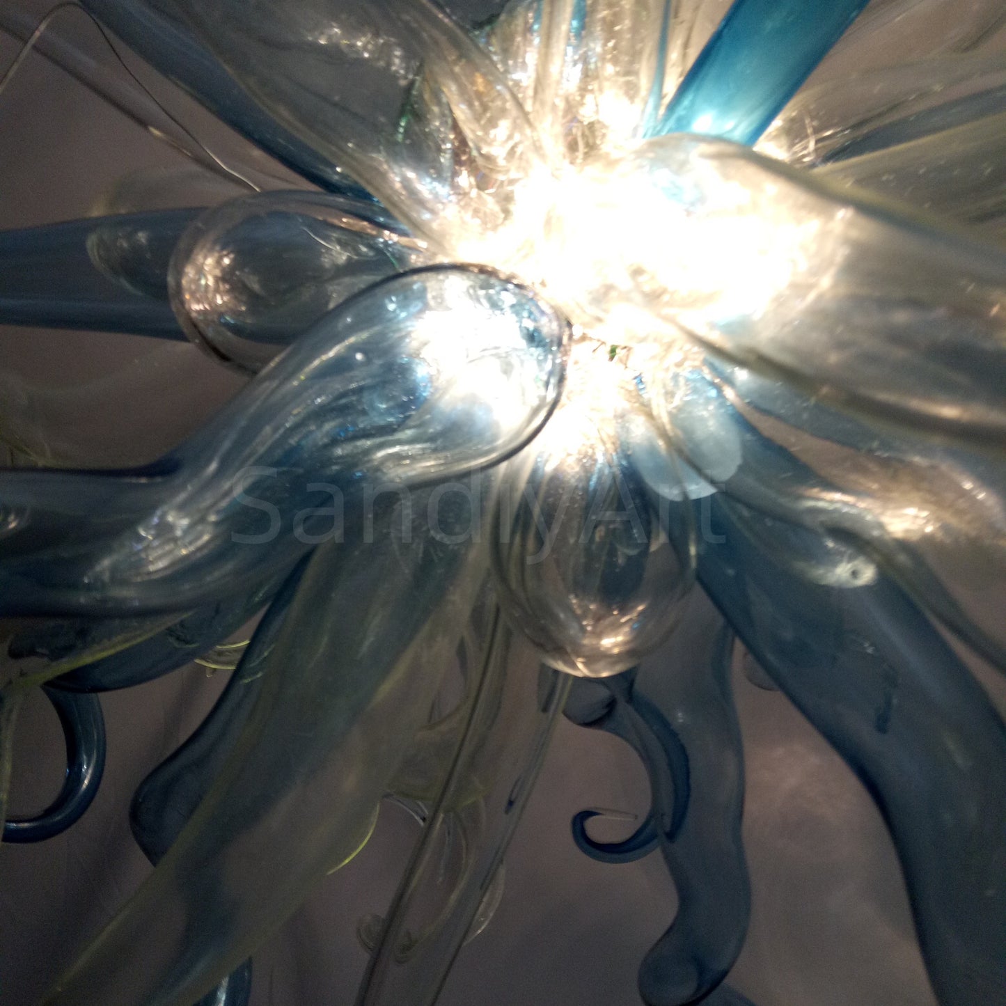 Grey blue blown glass lighting home decoration custom color and shape