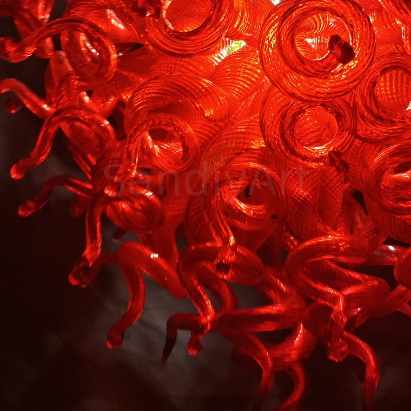 Red blown glass chandelier custom design for living room decoration