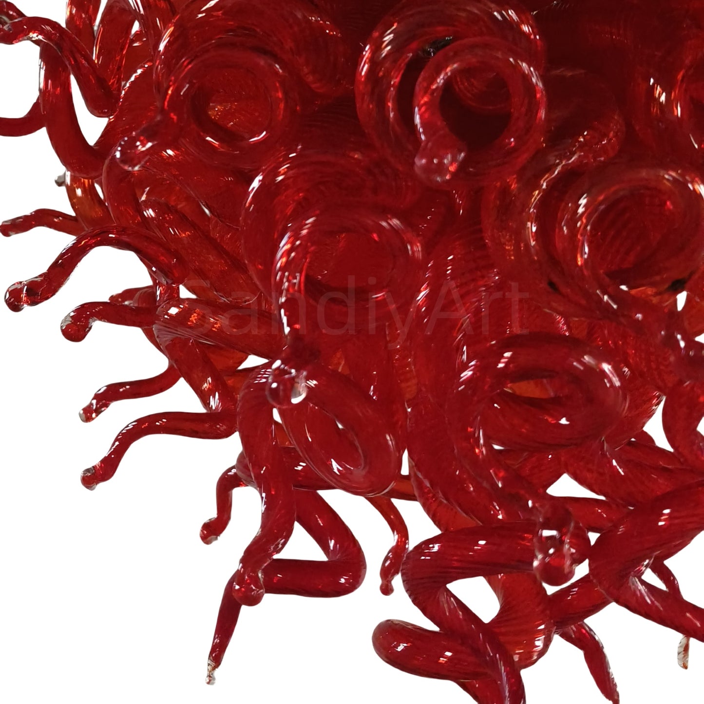 Red blown glass chandelier custom design for living room decoration