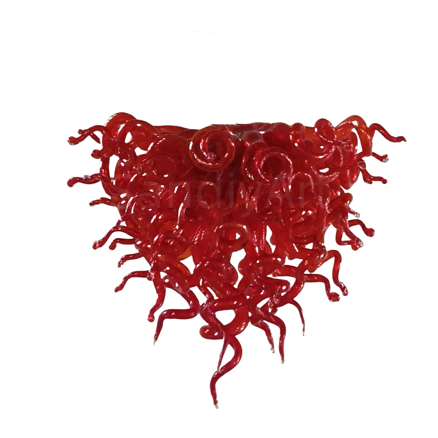Red blown glass chandelier custom design for living room decoration