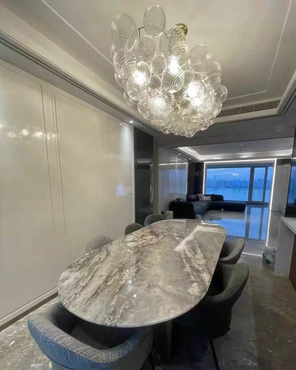 Blown glass bubbles chandelier clear color modern design for dining room