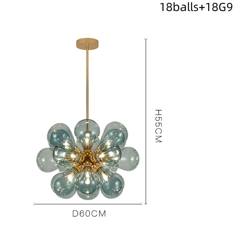 Blown glass bubbles chandelier blue/pink/white/amber color choice