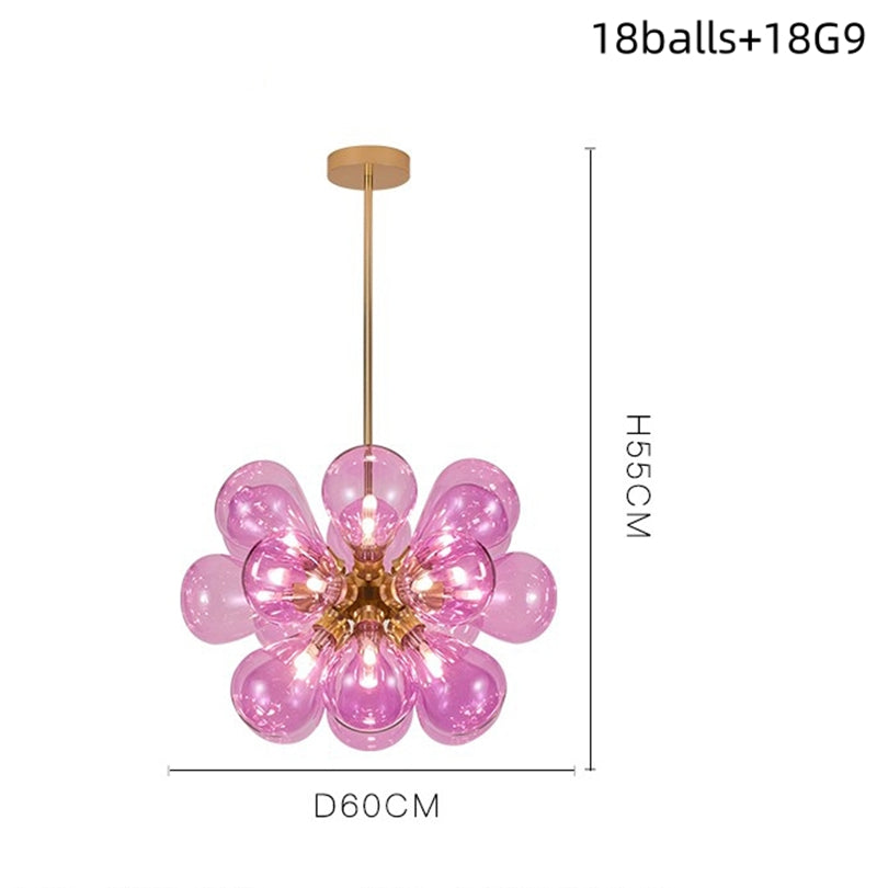 Blown glass bubbles chandelier blue/pink/white/amber color choice