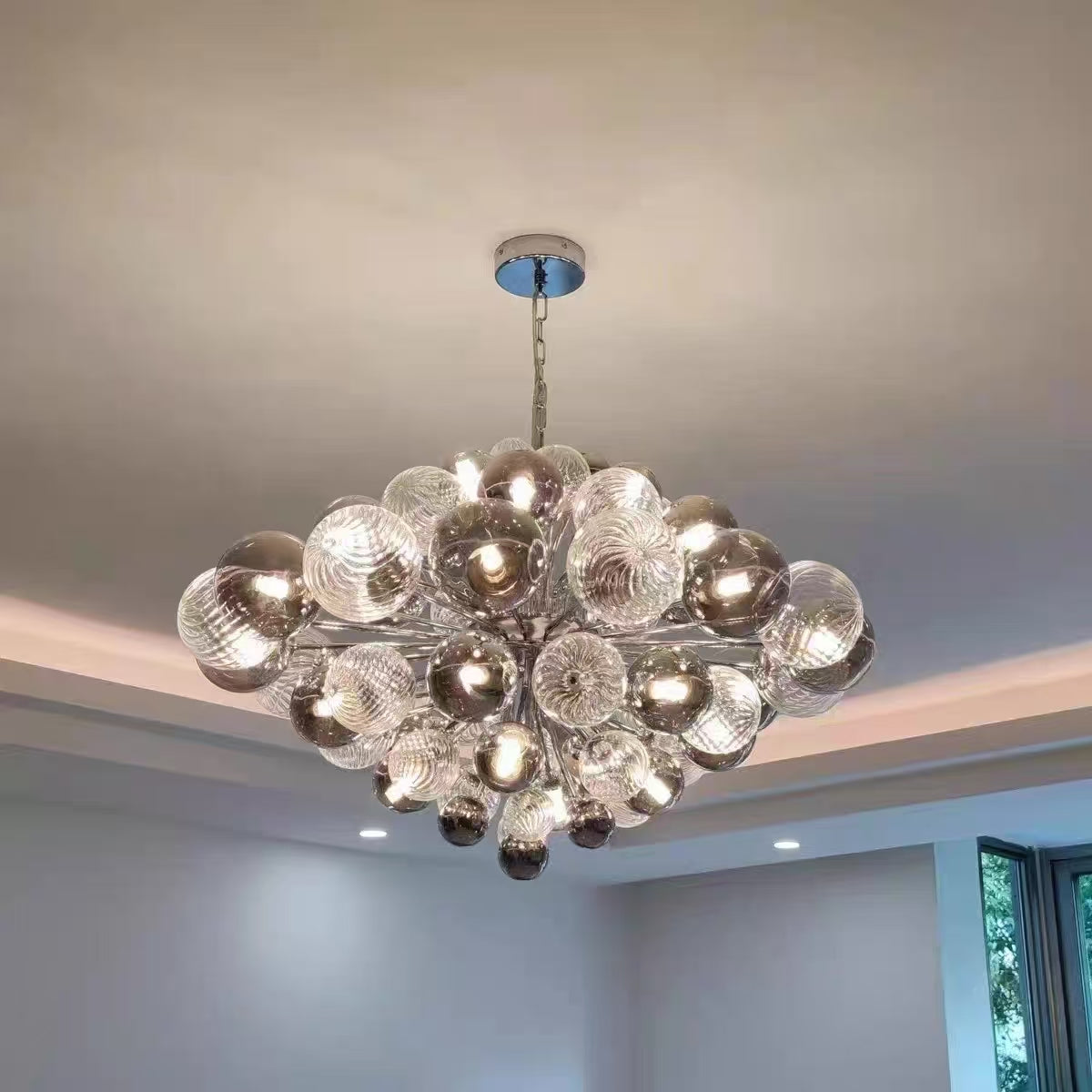 Retro dark style chandelier glass balls with clear and black color